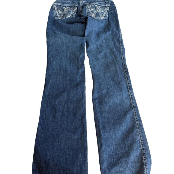 Wrangler Q Baby Women's 3/4 x 36 Dark Wash Blue Boot Cut Jeans - Picture 2 of 6